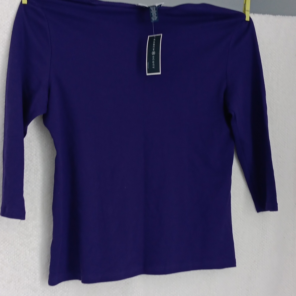 Karen Scott Women's 3/4 Sleeve Cotton Purple Top Sz XL - Picture 4 of 4